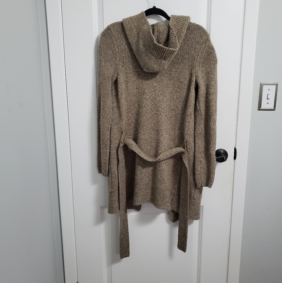 BANANA REPUBLIC Brown Wool Hooded Belted Sweater Cardigan - Picture 3 of 5